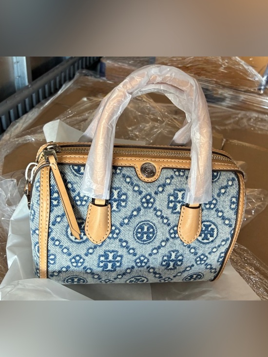 Tory Burch Handbags - T MONOGRAM DENIM PETITE BARREL BAG
